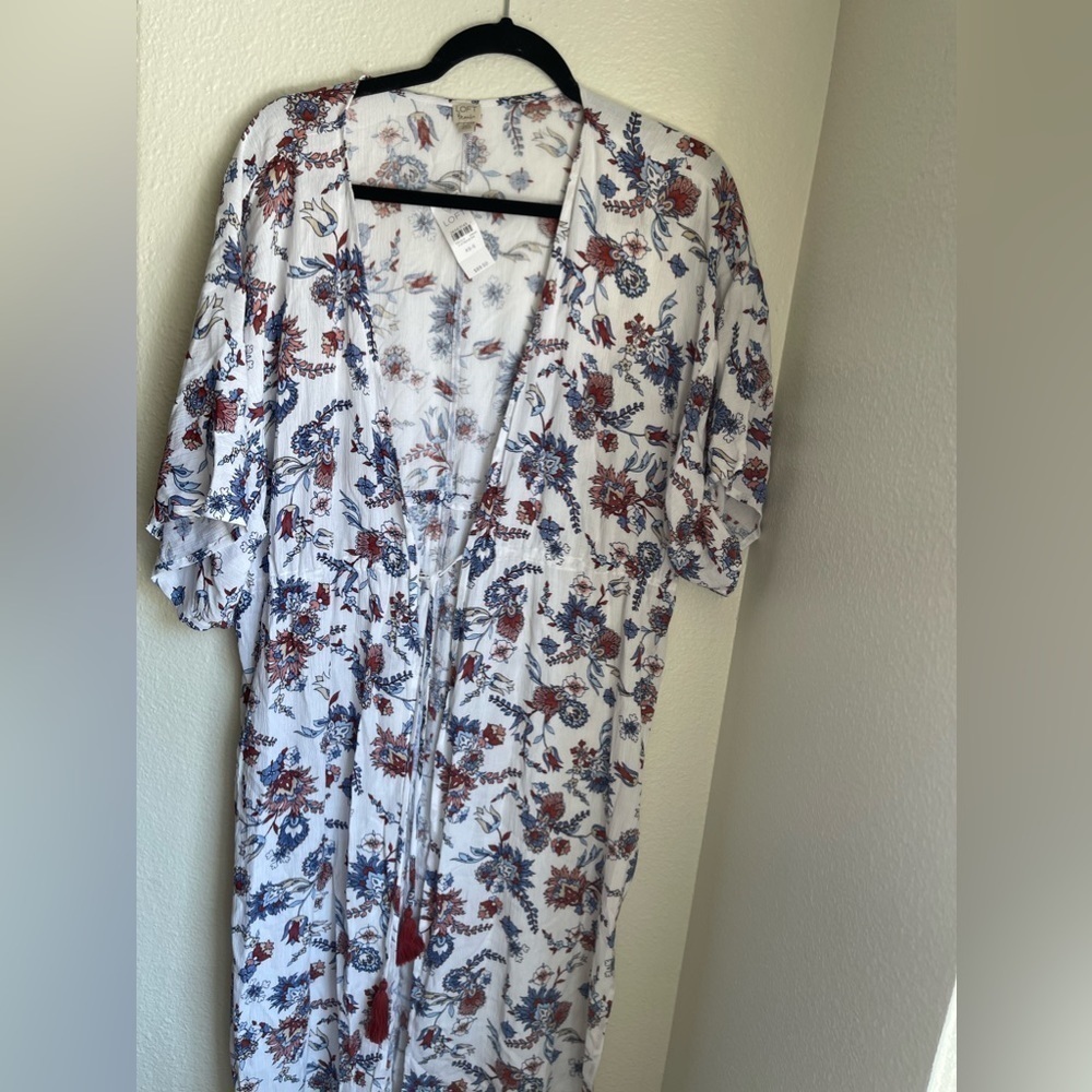 LOFT Beach Floral Maxi Kimono Swim Cover Up